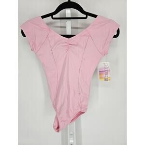 Baltogs Girls Sz XL Raglan Cap Sleeve Dance Ballet Leotard Light Pink NEW